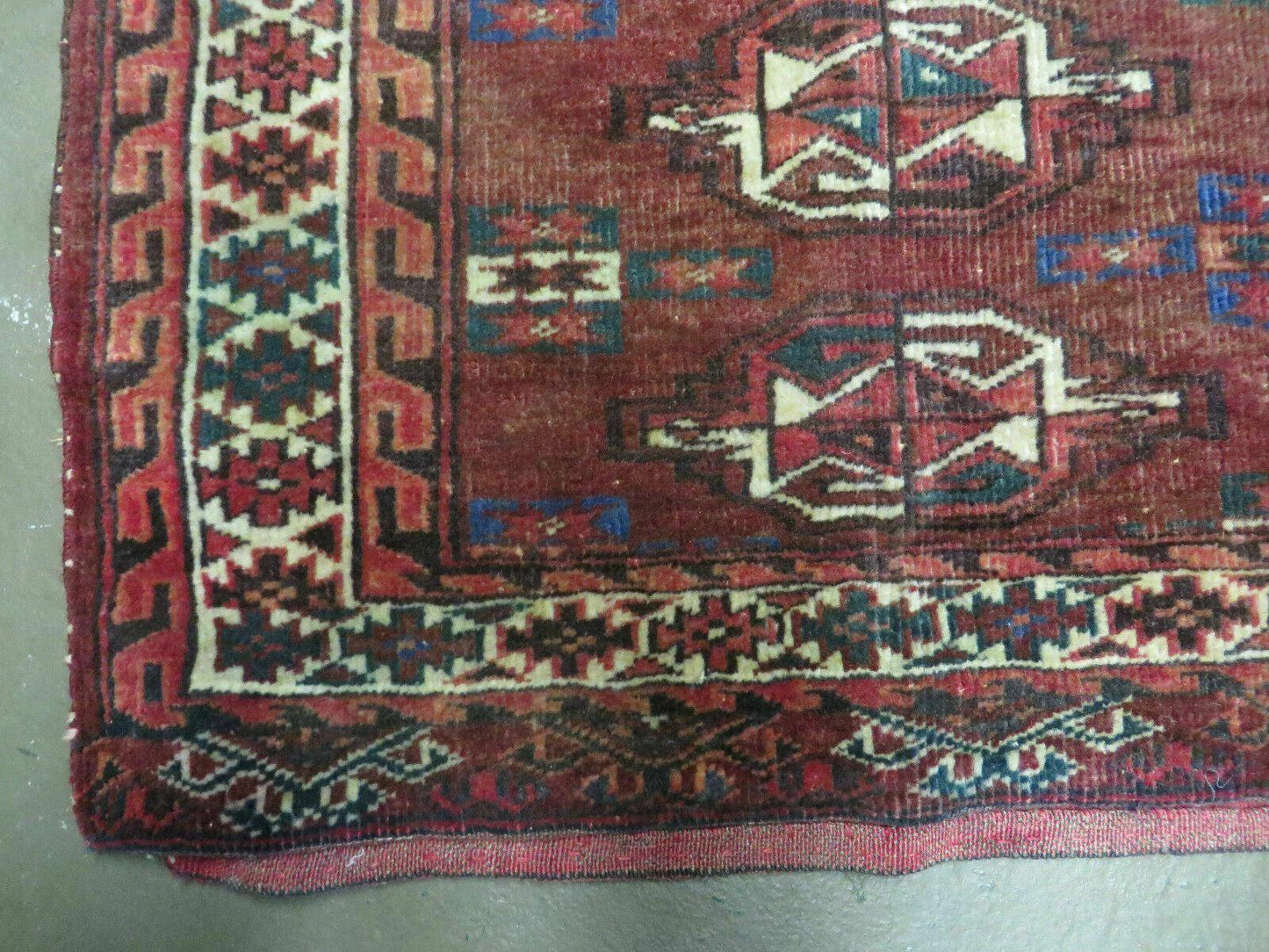 Antique Bokhara Turkoman Rug Yamud Wool Kilim Backing Handmade 1940s