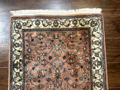 Indo Persian Hand Knotted Wool Oriental Runner Rug 2 6 By 10 Hallway Coral Cream