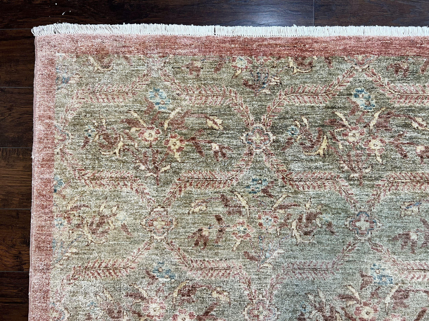 Peshawar Rug 9x12 Hand Knotted Handmade Wool Carpet Floral Light Green Modern