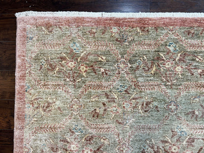 Peshawar Rug 9x12 Hand Knotted Handmade Wool Carpet Floral Light Green Modern