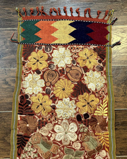 Vintage Table Runner 1.5 x 7.5 Wool Floral Loomed Decor for Home