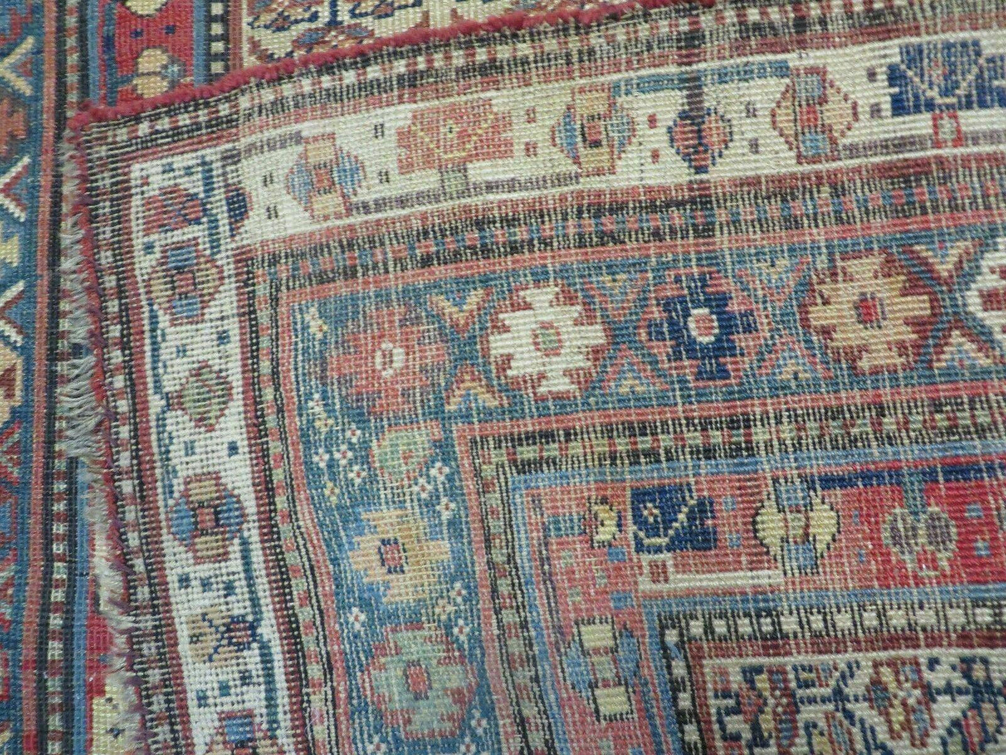 Antique Caucasian Kuba Wool Rug Runner Natural Vegetable Dye 53x107 Inches