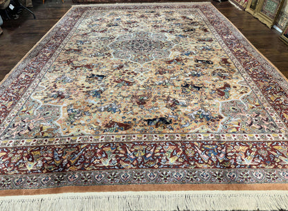 Karastan Rug 10x14 Persian Hunting Wool Pile Vintage Power Loomed In USA