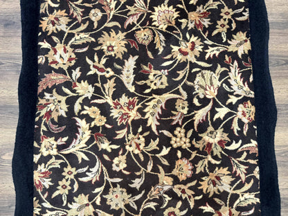 Floral Runner Rug Vintage Wool Hallway Decor 3 x 17 Feet Long