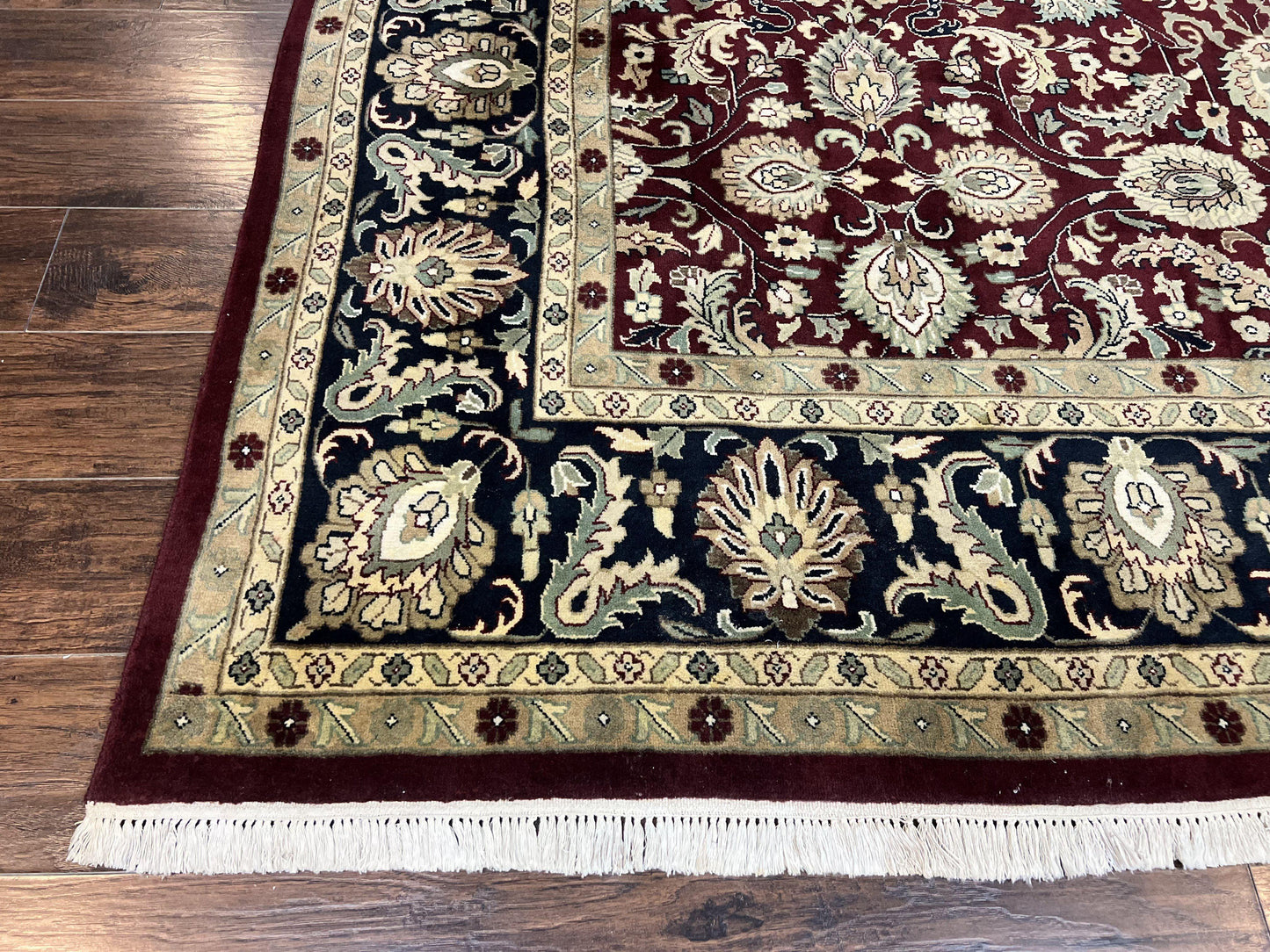Indo Persian Rug 10x14 Hand Knotted Wool Floral Allover Vintage Handmade Carpet