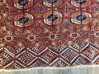 Yamud Rug Turkoman Hand Knotted Wool Area Rug Vintage Fine Weave
