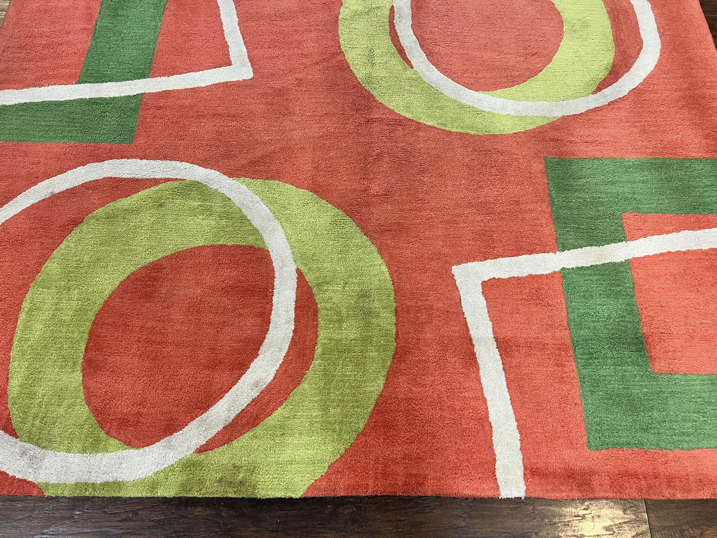 Abstract Rug 6x9 Modern Contemporary Area Rug Red Orange Green