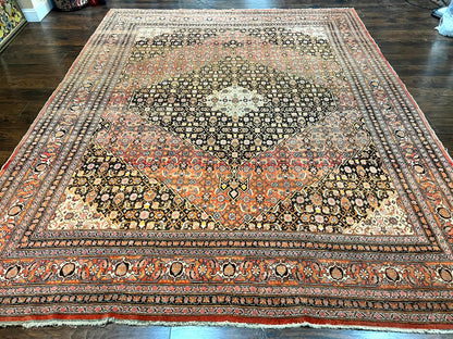 Rare Antique Persian Tabriz Rug 9x12 Handmade Wool Red Herati Pattern