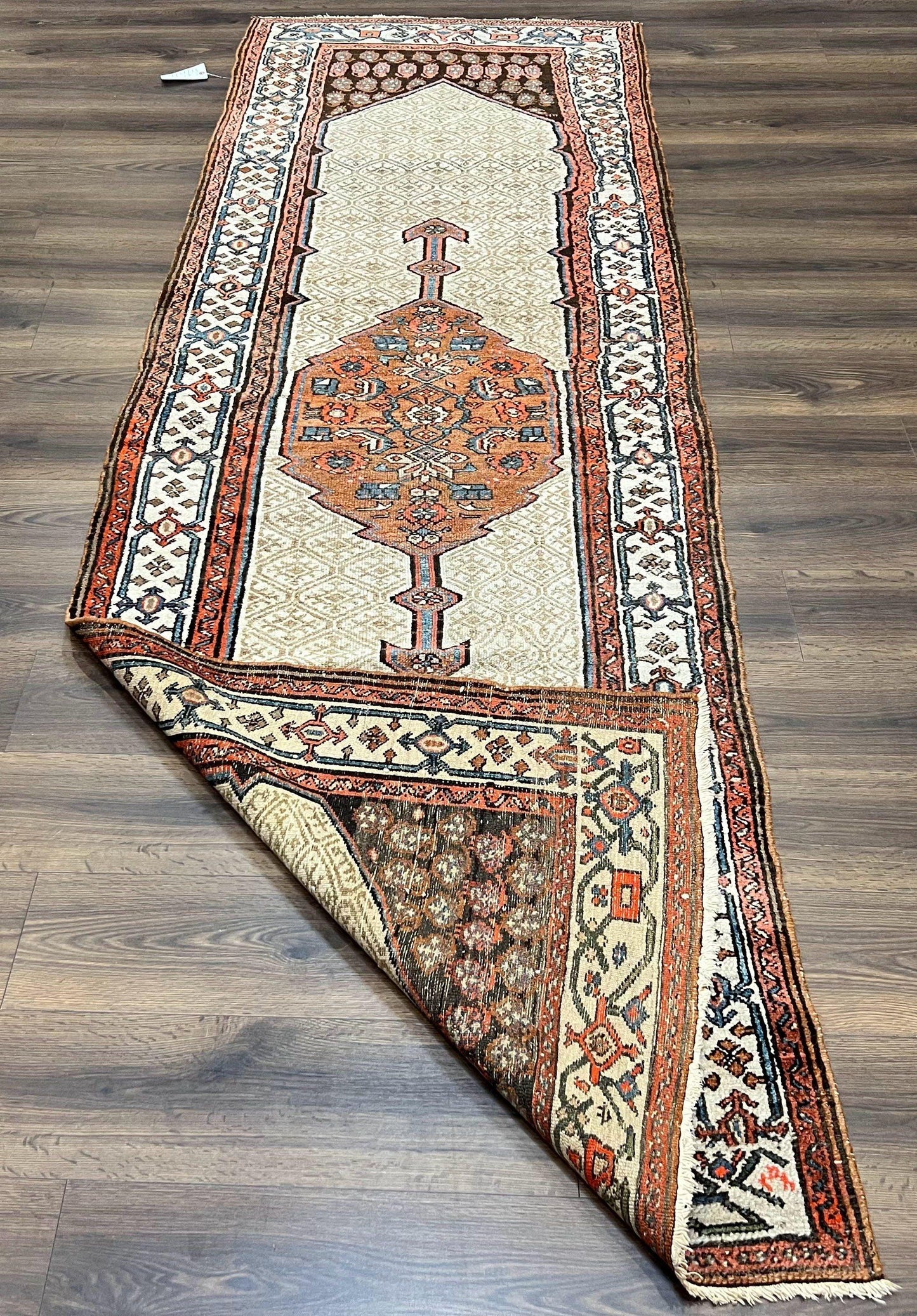 Persian Tribal Runner Rug Hand Knotted Wool Geometric Medallion 3.5 By 10 Sarab Serab Kalegy Carpet