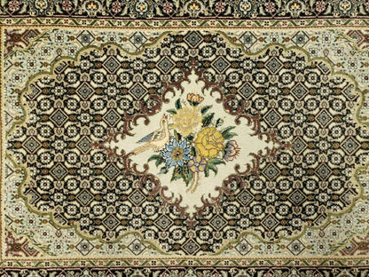 Persian Hand Knotted Rug 2 Ft 4 In By 3 Ft Birds And Flowers Wool Tabriz