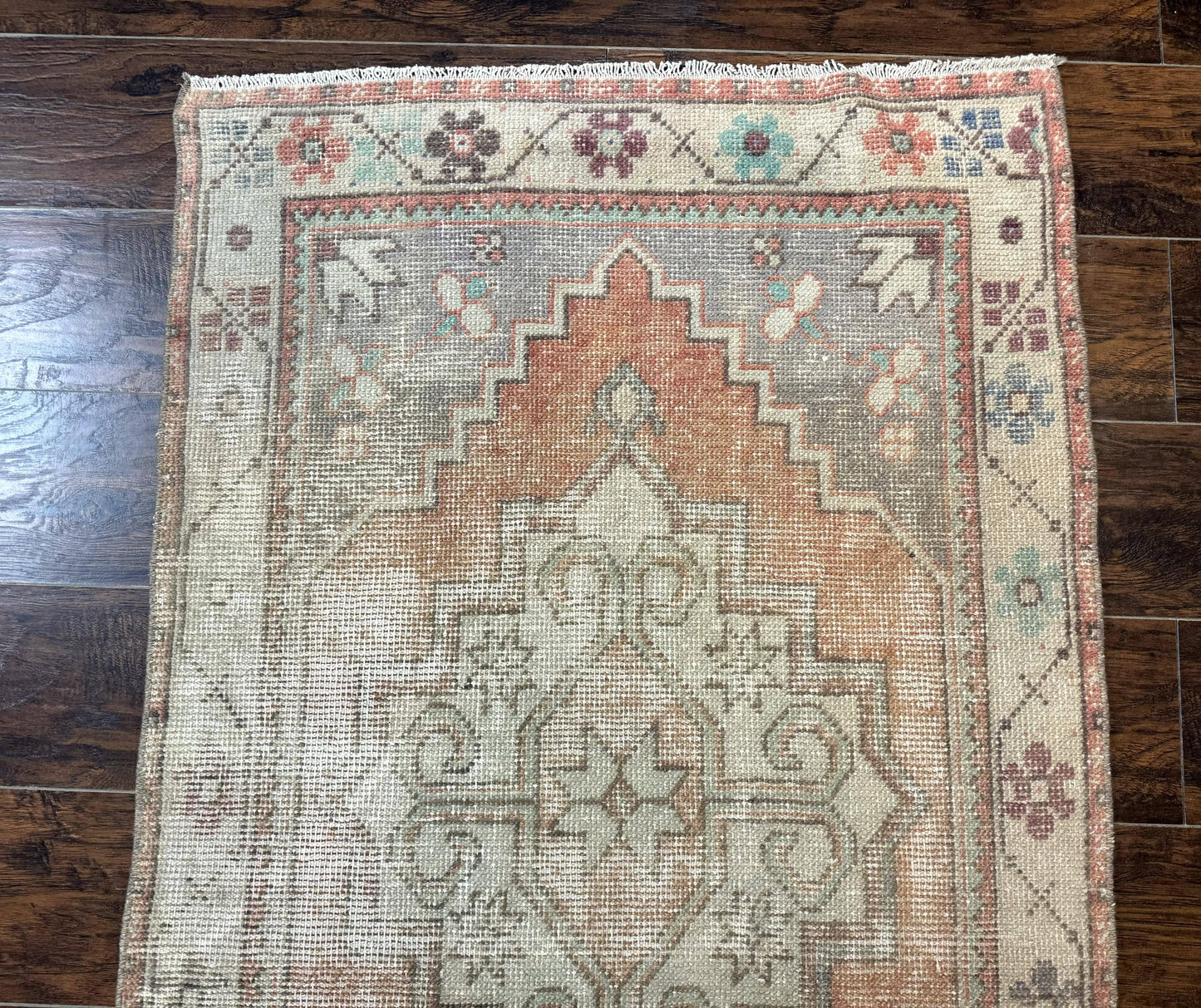 Antique Turkish Runner Rug Three By Nine Point Six Handmade Wool Geometric Vintage Farmhouse Style