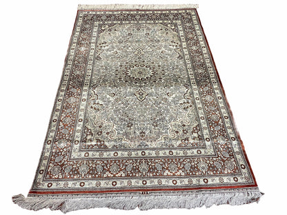 4x6 Vintage Handmade Chinese Oriental Silk Rug Hand Knotted 400 KPSI