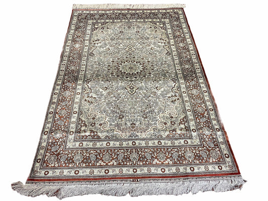 4x6 Vintage Handmade Chinese Oriental Silk Rug Hand Knotted 400 KPSI