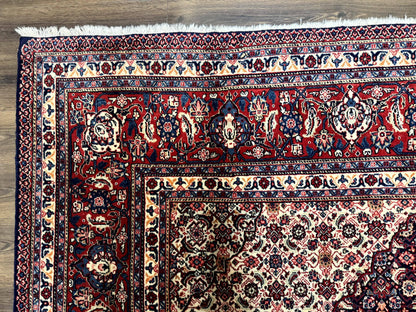 Persian Tabriz Rug 11x14 Navy Blue Herati Wool Carpet With Medallion