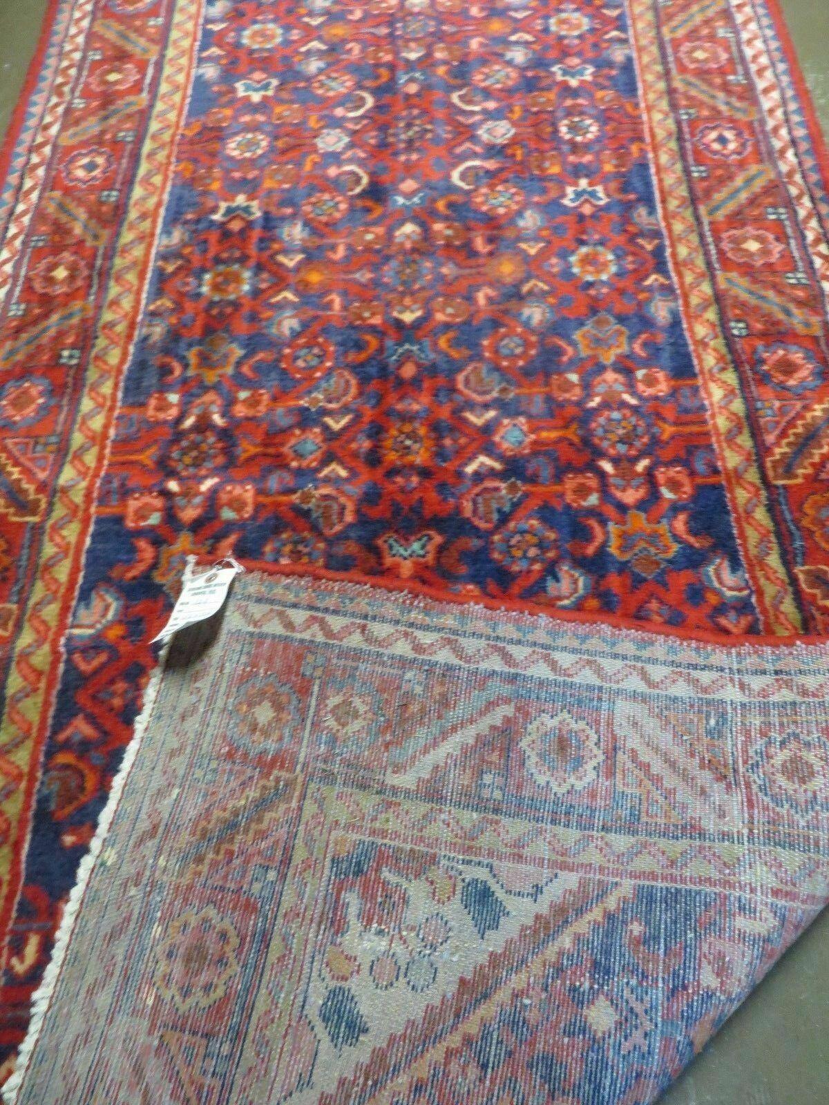 Antique Handmade Indian Floral Oriental Wool Runner Rug 3 Ft 6 In By 10 Ft 4 In Vintage 1950s