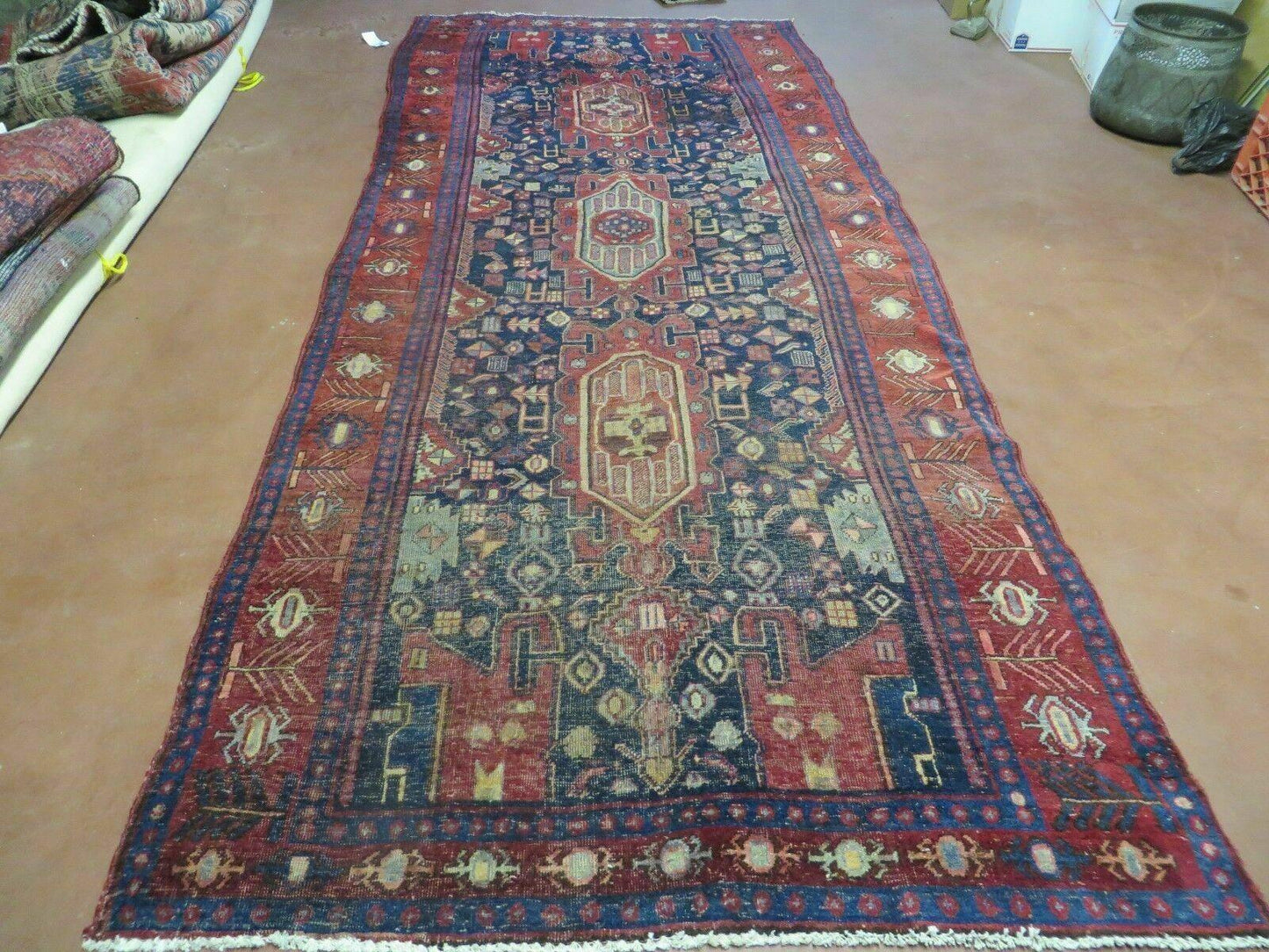 Antique Handmade Floral Tribal Oriental Turkish Wool Rug 4 Ft By 10 Ft