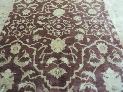 Vintage Peshawar Rug Chobi Floral Wool Hand Knotted Vegetable Dye 7x10 Ft