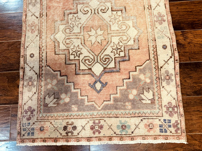 Antique Turkish Runner Rug Three By Nine Point Six Handmade Wool Geometric Vintage Farmhouse Style