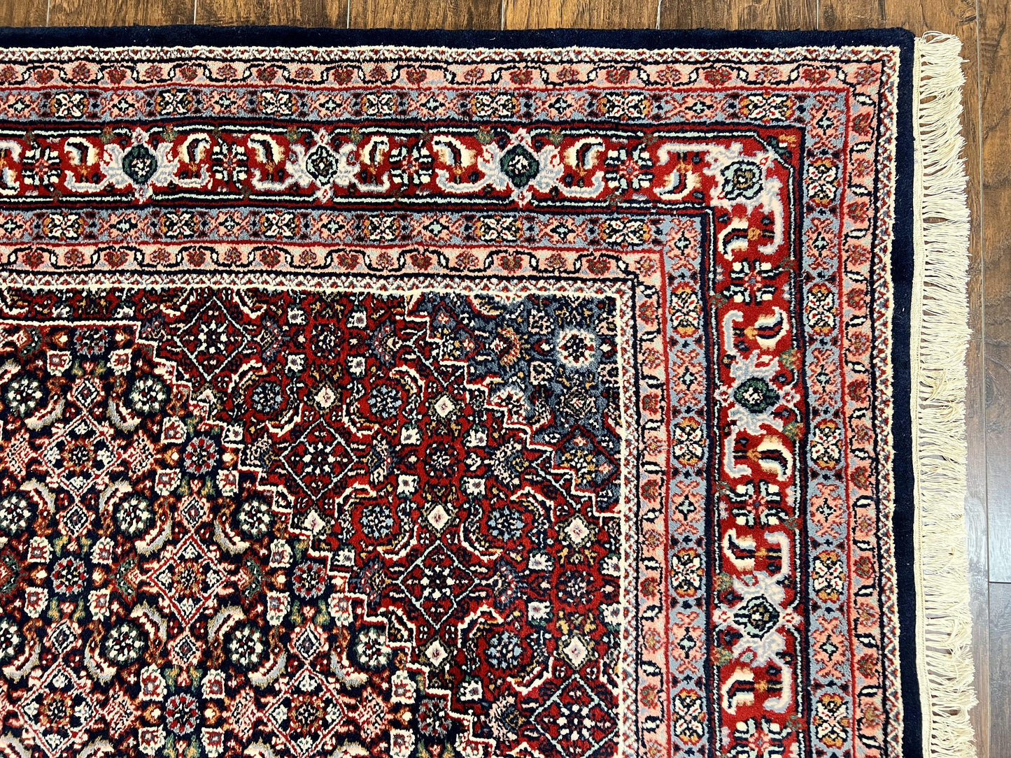 Indo Persian Rug 7x10 Hand Knotted Wool Bidjar Vintage Oriental Carpet Herati Pattern