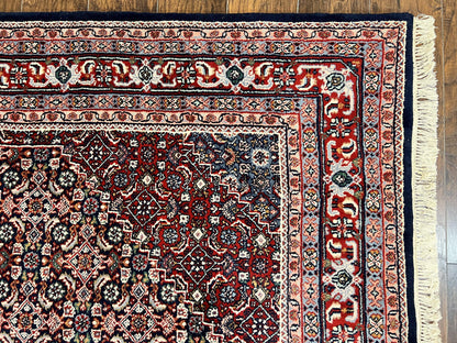 Indo Persian Rug 7x10 Hand Knotted Wool Bidjar Vintage Oriental Carpet Herati Pattern
