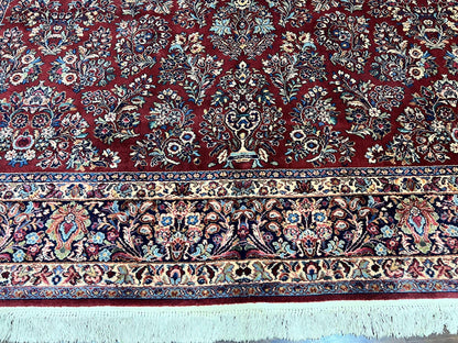 Karastan Rug Red Sarouk 10x18 Wool Carpet Original 700 Series Vintage Large Oriental Rug