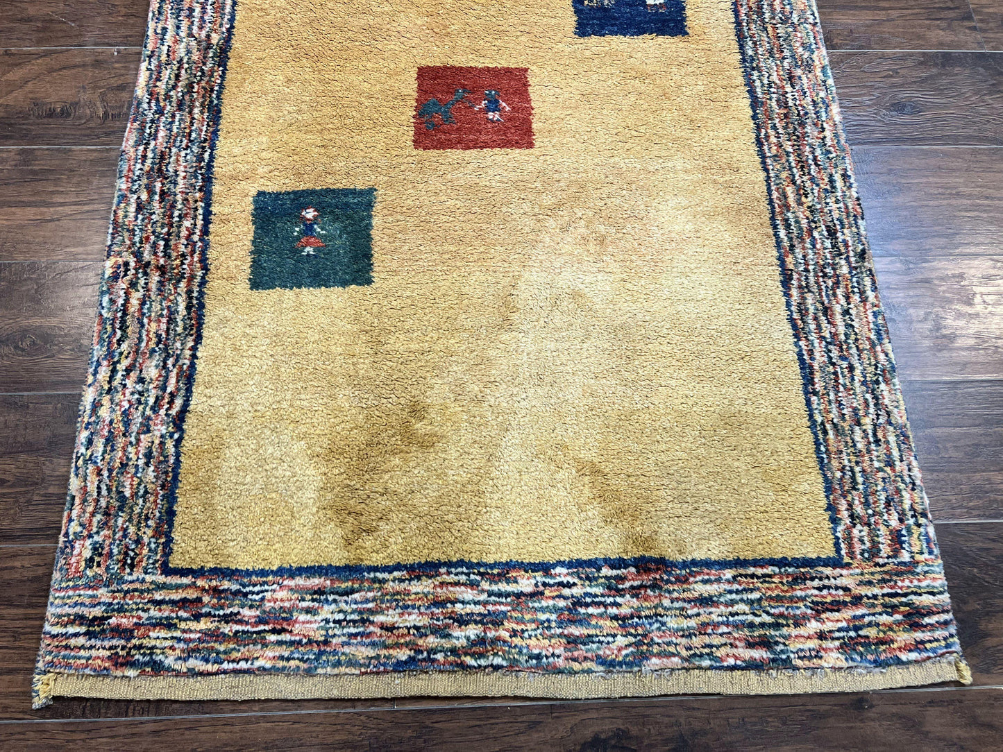 Indo Gabbeh Rug 3.7 x 5 Handmade Wool Tribal Boho Carpet Decor