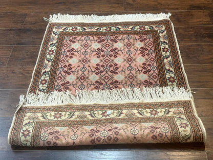 Turkish Sivas Rug 3x4 Pink Handmade Wool Vintage Kayseri Area Rug