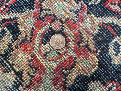 Persian Sarouk Rug 11x14 Handmade Wool Floral Red And Blue Semi Antique