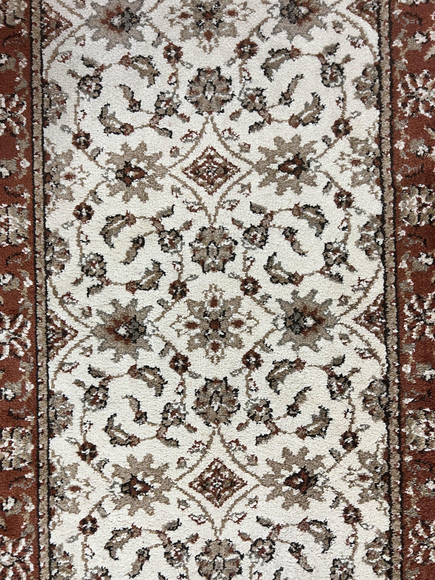 Runner Rug 2 X 7.6 Floral Allover Ivory And Rust Hallway Oriental Style