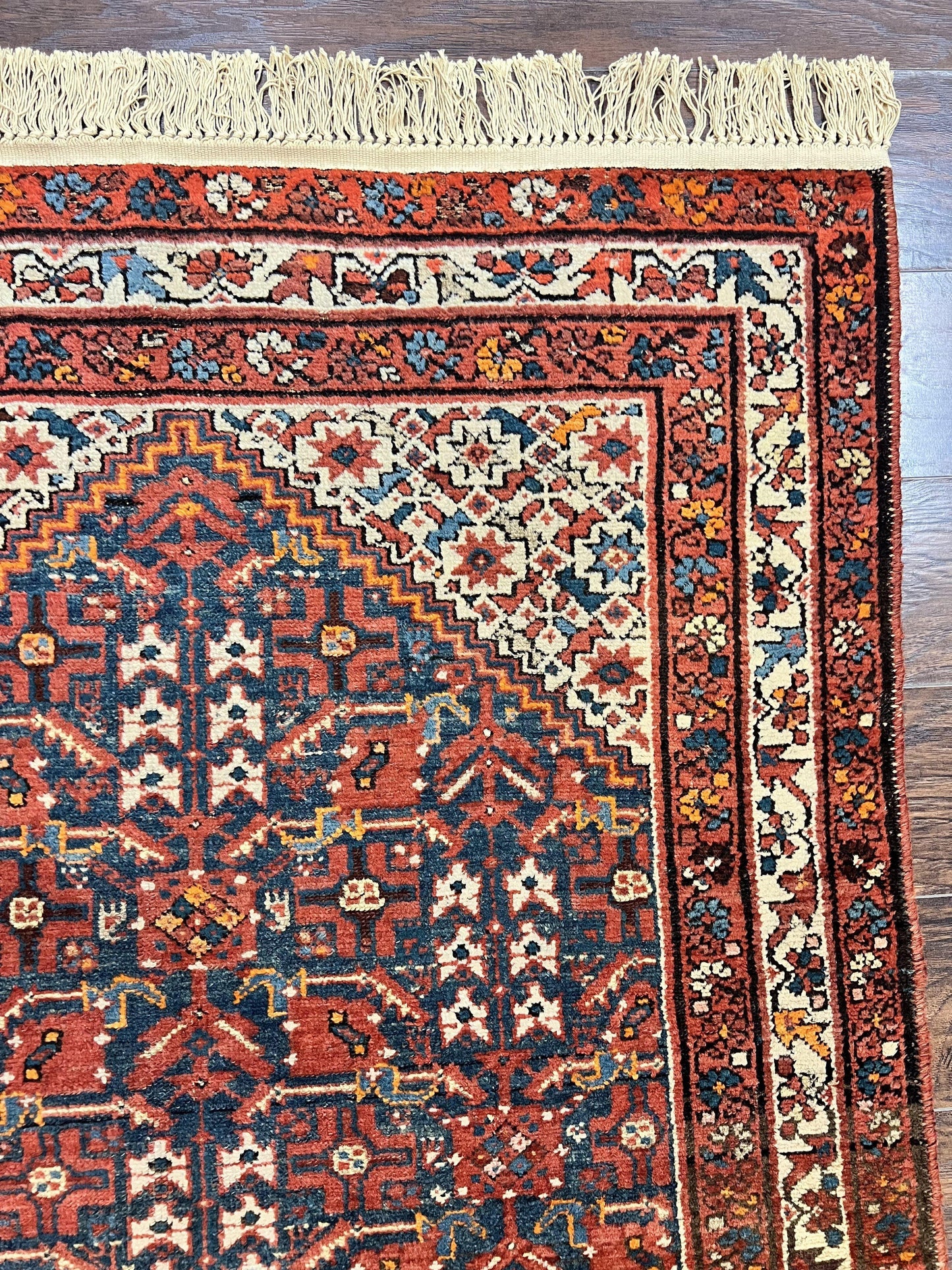 Persian Malayer Rug 4x7 Hand Knotted Wool Tribal Geometric Boho Antique Oriental Carpet