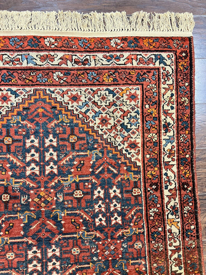 Persian Malayer Rug 4x7 Hand Knotted Wool Tribal Geometric Boho Antique Oriental Carpet