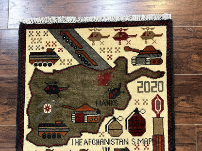 Afghan War Rug Tanks And Helicopters Hand Knotted Wool Area Rug Modern Decor