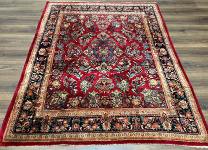 Rare Persian Rug Hand Knotted Wool 1920s Sarouk Antique Floral Allover Carpet