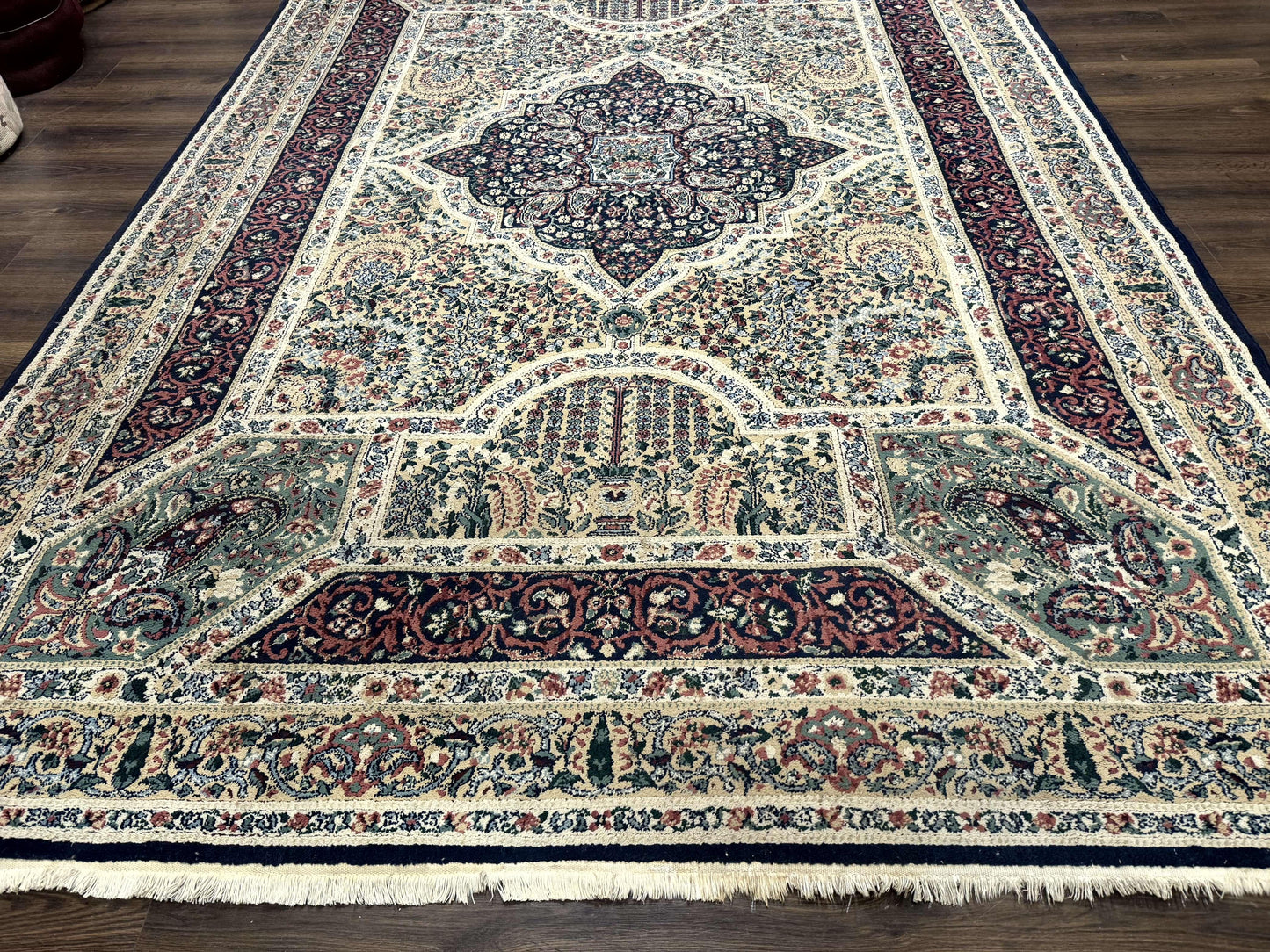 Persian Rug 8x11 Vintage Kirman Lavar Floral Power Loomed Wool