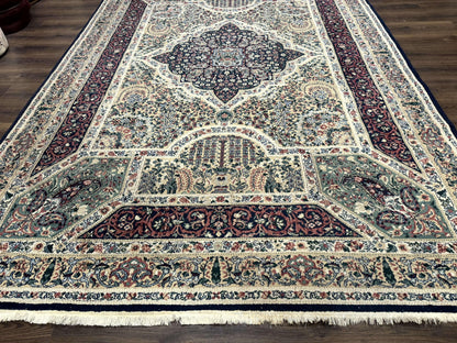 Persian Rug 8x11 Vintage Kirman Lavar Floral Power Loomed Wool