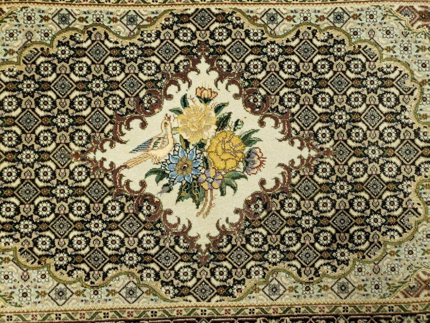 Persian Hand Knotted Rug 2 Ft 4 In By 3 Ft Birds And Flowers Wool Tabriz