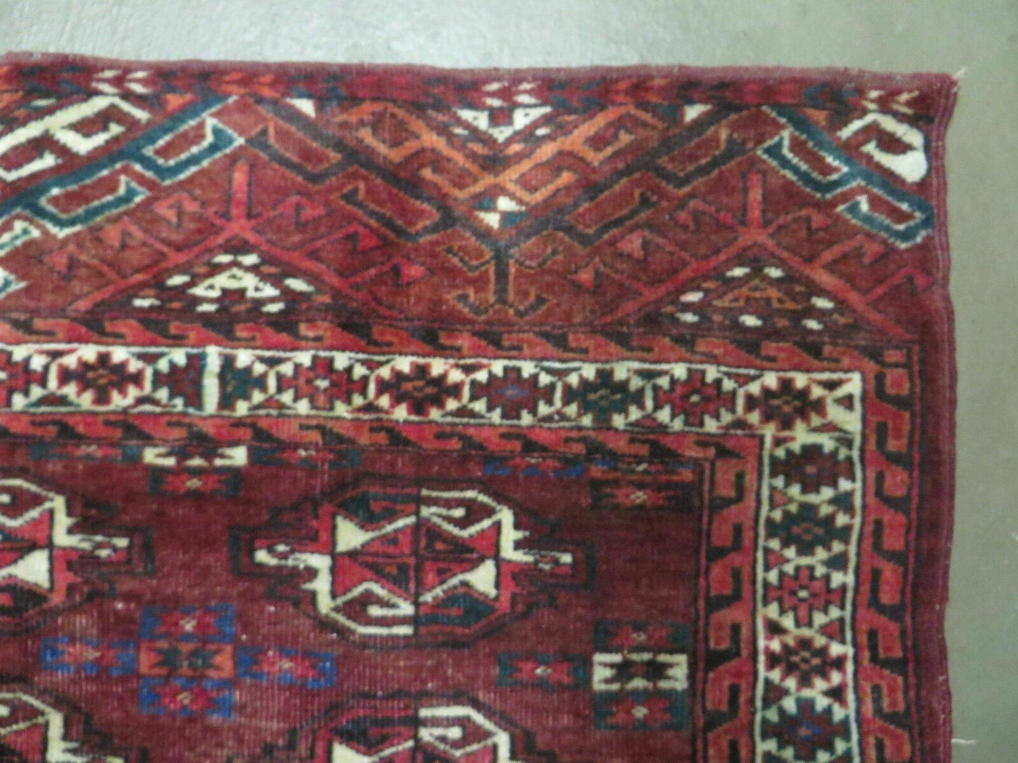 Antique Bokhara Turkoman Rug Yamud Wool Kilim Backing Handmade 1940s