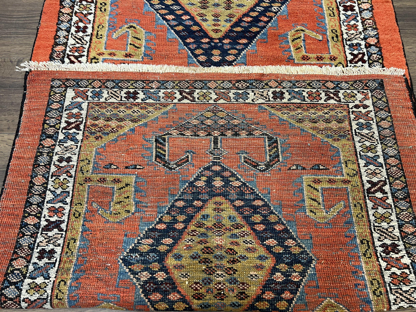 Persian Runner Rug 3x11 Hand Knotted Rare Tribal Wool Oriental Geometric Medallions
