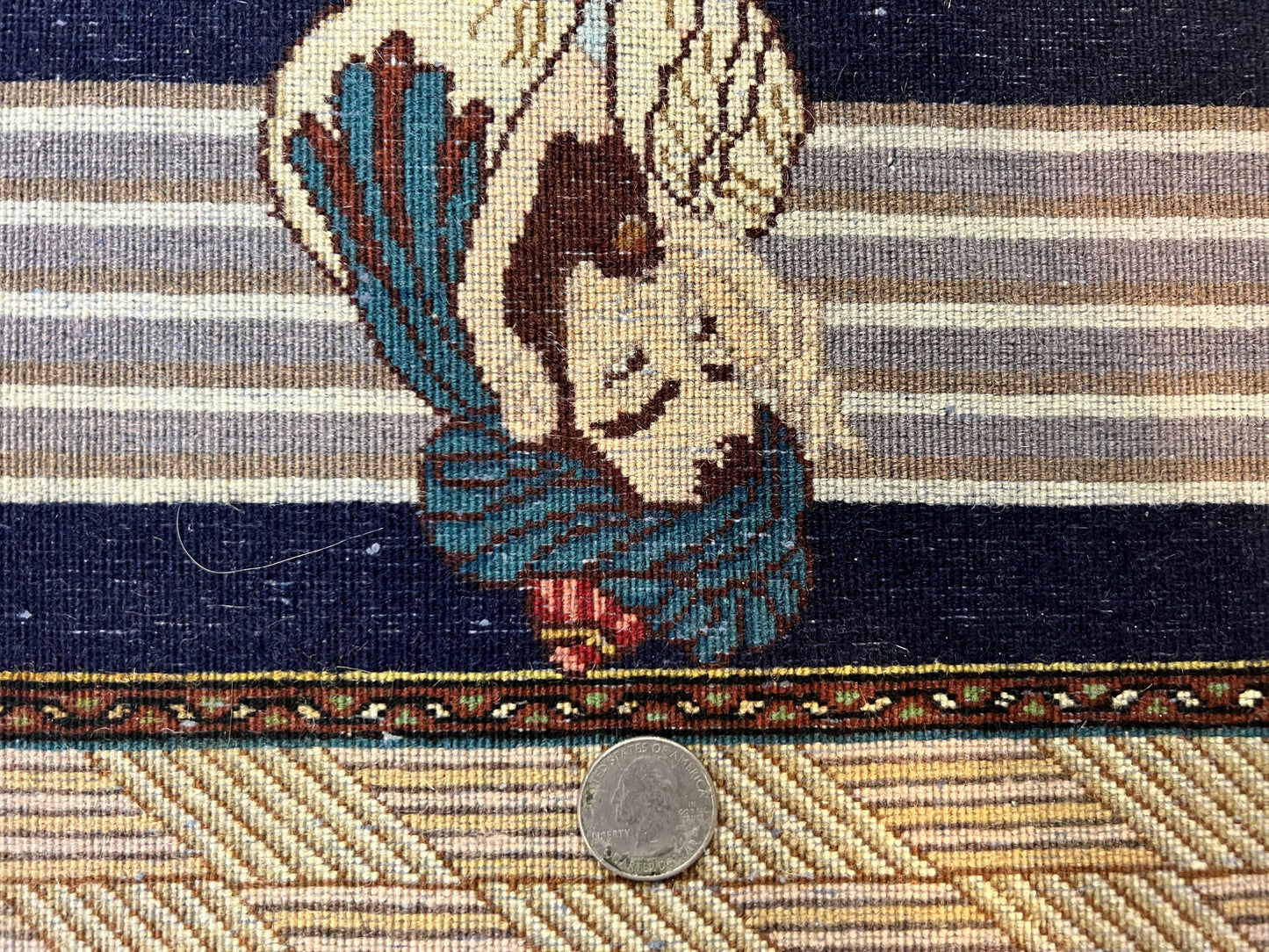 Persian Tabriz Pictorial Rug 3x5 Hand Knotted Wool Wall Hanging Vintage Semi Antique