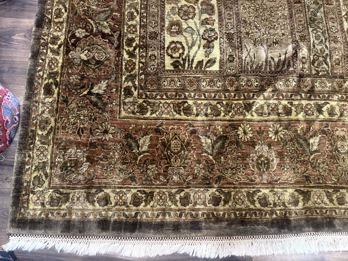 Indian Wool Rug 12x14 Hand Knotted Panel Design Traditional Indo Persian Palace Size