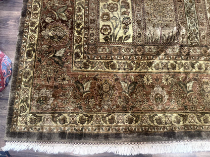 Indian Wool Rug 12x14 Hand Knotted Panel Design Traditional Indo Persian Palace Size