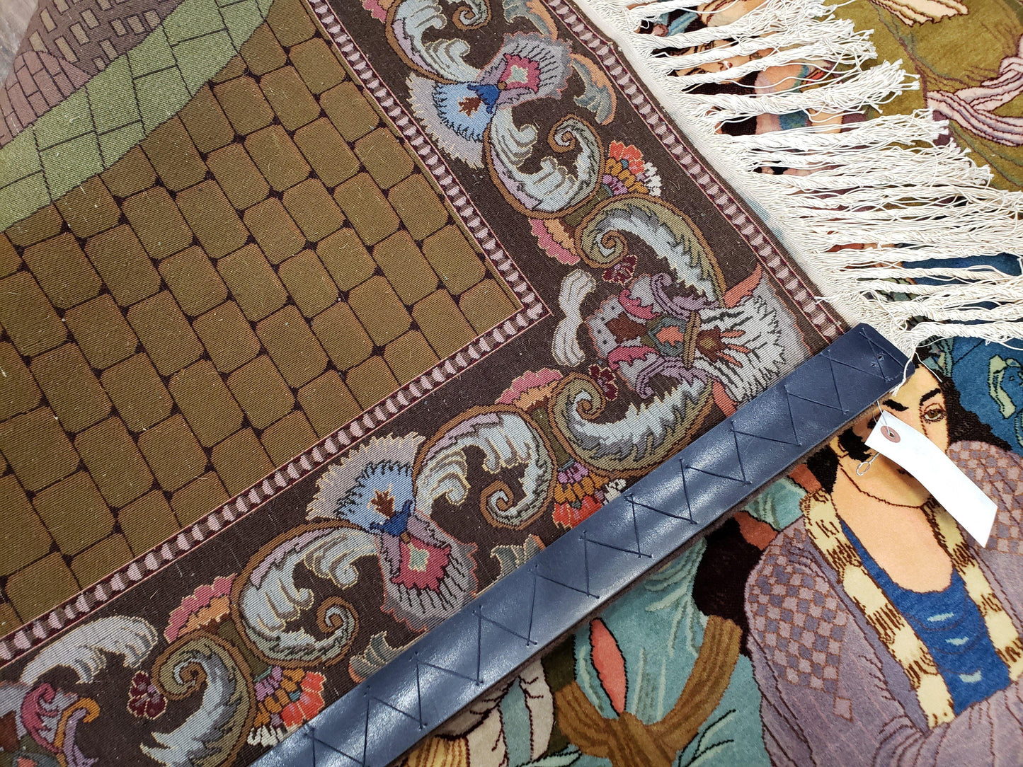 Semi Antique Persian Isfahan Pictorial Rug Handmade Wool Carpet 4x6 Decorative