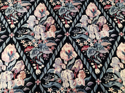 Black Kirman Rug Wool Handmade Floral Oriental Carpet 8x11 Room Size