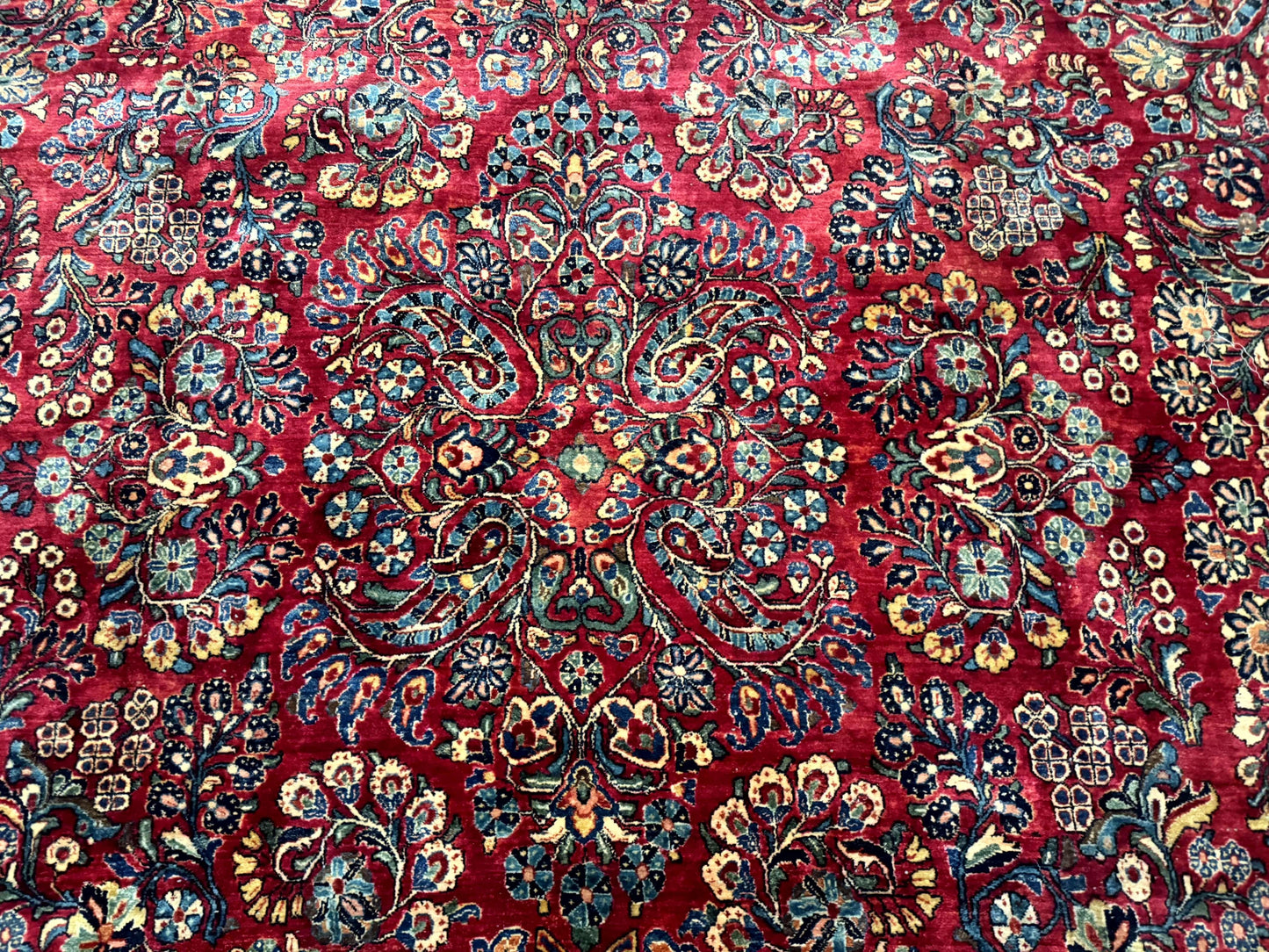 Antique Persian Sarouk Rug Palace Size 12x18 With Regal Floral Palmette
