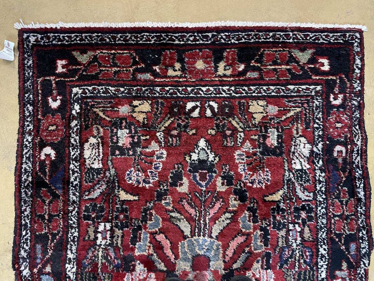 Antique Handmade Wool Rug Runner 3 Ft 4 In By 9 Ft Floral Organic Dyes Red