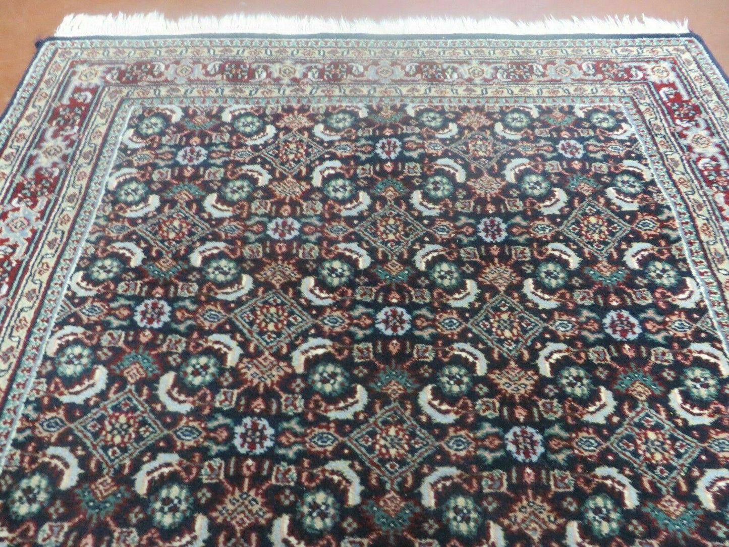 Vintage Handmade Indian Amritsar Wool Rug 4x6 Allover Design Very Good Condition
