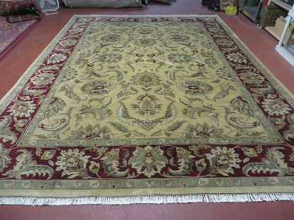 Vintage Handmade Rug Jaipur Tea Washed Hand Knotted Oriental 9x12