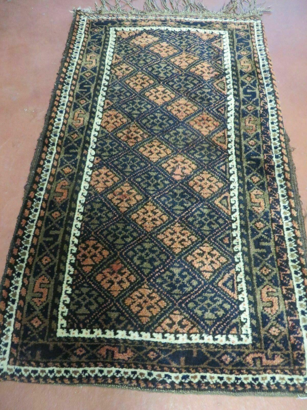 Antique Bokhara Rug Turkoman Balouchi Handmade Pakistani Wool 1920s Vintage