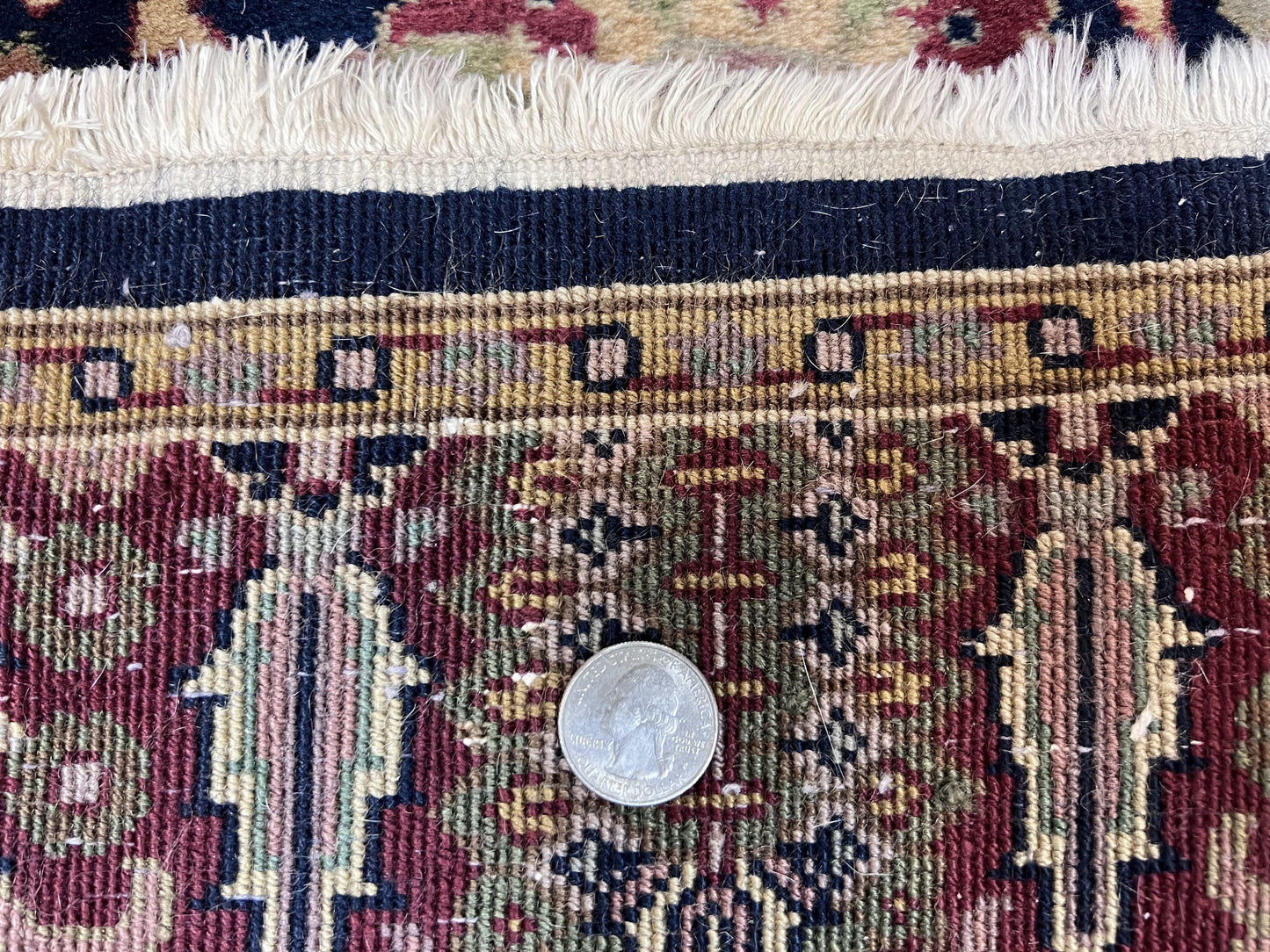 Indo Persian Wool Runner 2.8 x 18 Hand Knotted Vintage Floral Hallway Rug In Dark Blue Burgundy