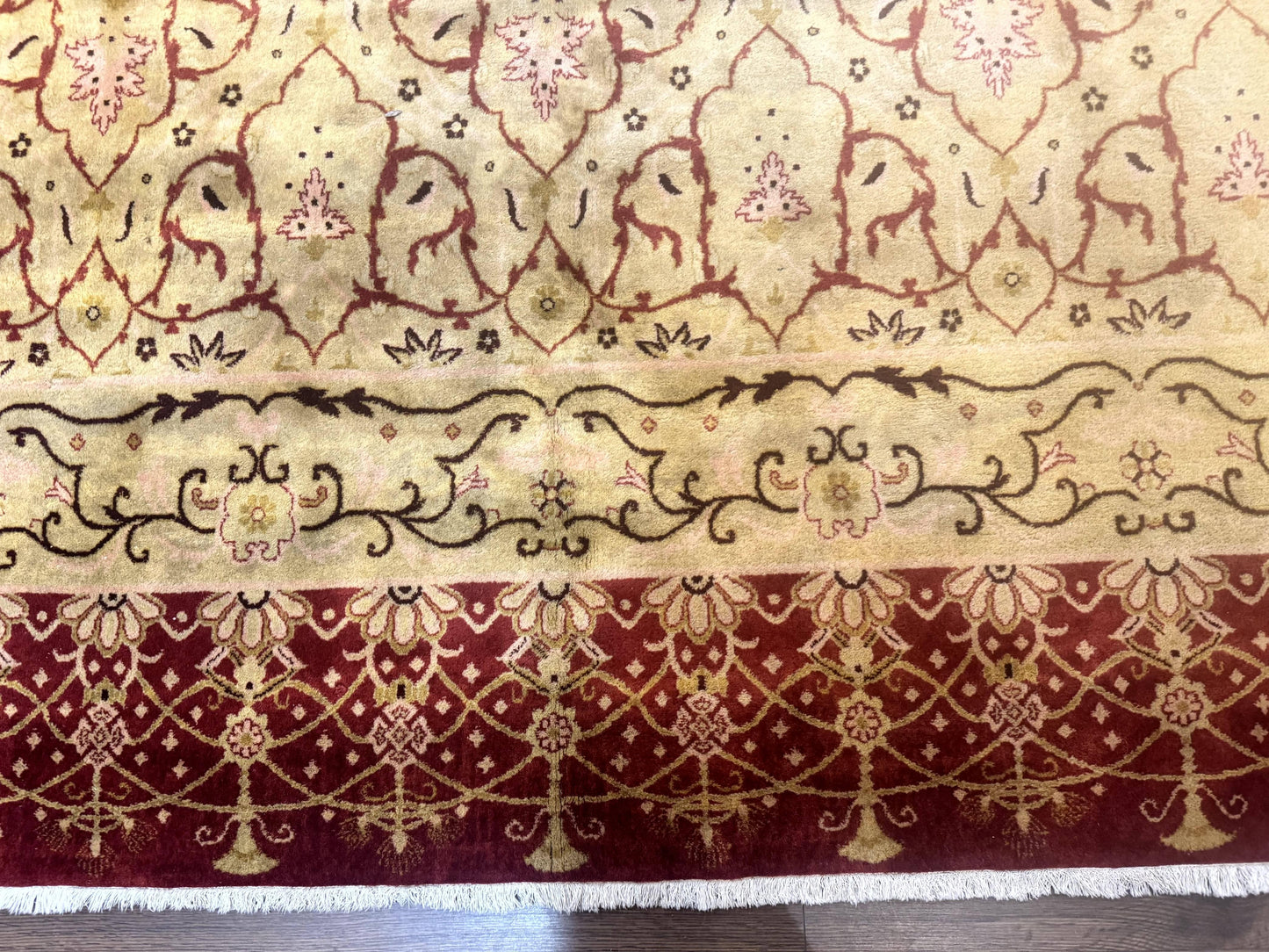 Pak Persian Rug 8x10 Allover Pattern Gold Tan Handmade Wool 200 KPSI